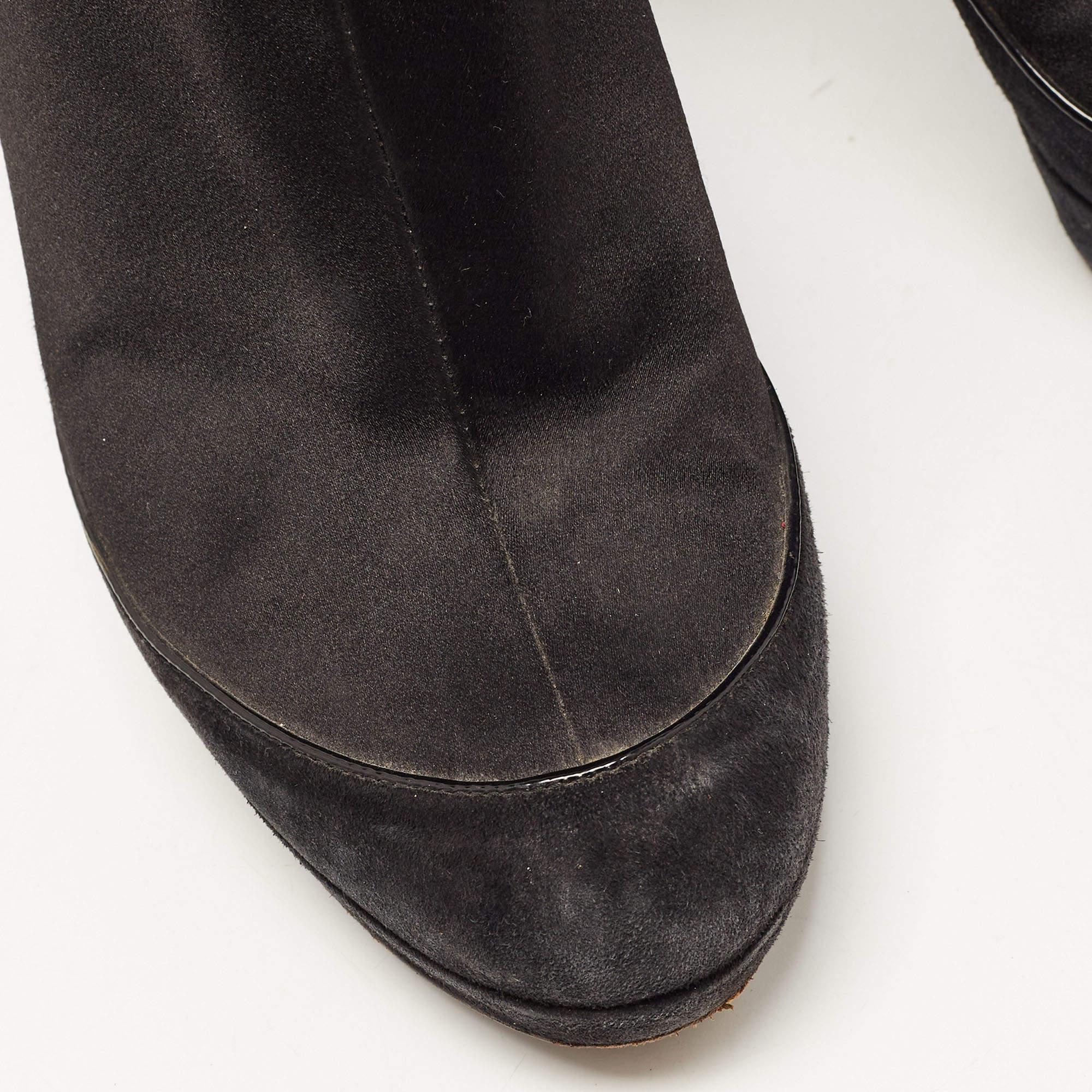 Dior Black Suede and Satin Bow Ankle Booties Size 38.5 For Sale 3