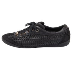 Dior Black Suede and Woven Leather Lace Up Sneakers Size 37 Dior Black Suede and Woven Leather Lace Up Sneakers Size 37