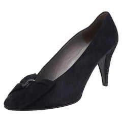 Dior Black Suede Bow Detail Pumps Size 40