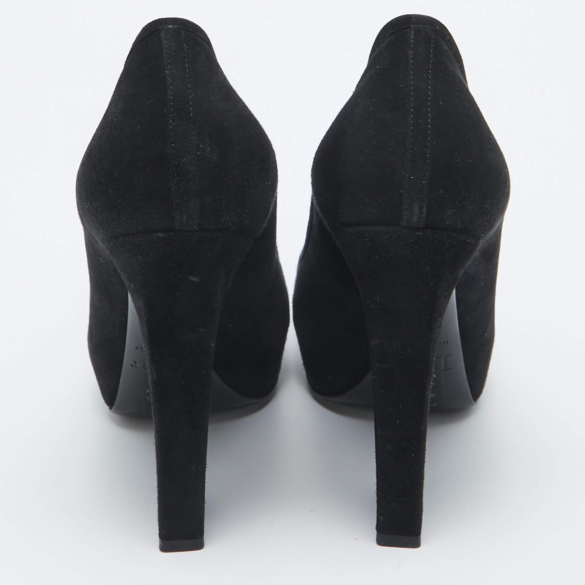Dior Black Suede Bow Platform Pumps Size 38 For Sale 1