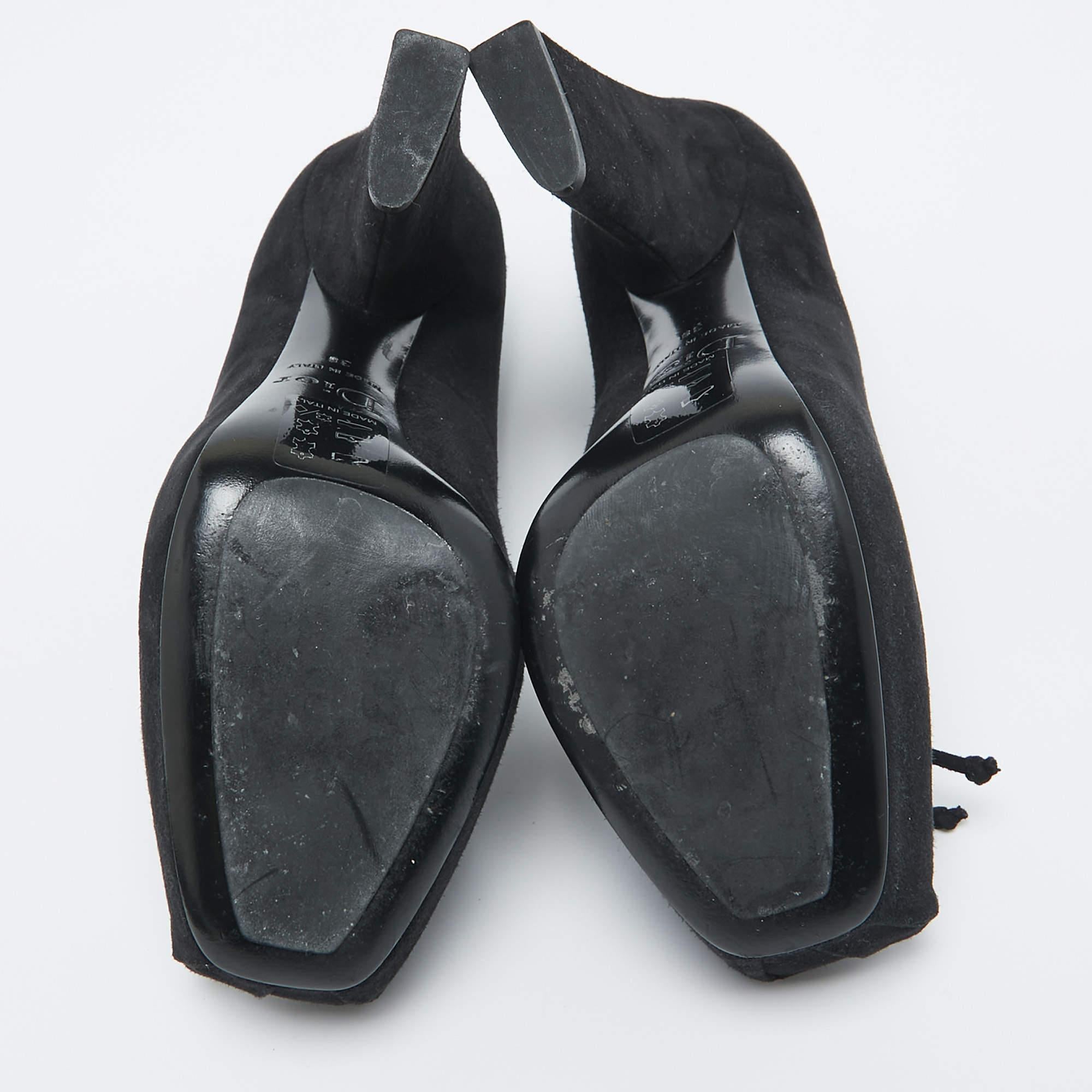 Dior Black Suede Bow Platform Pumps Size 38 For Sale 2