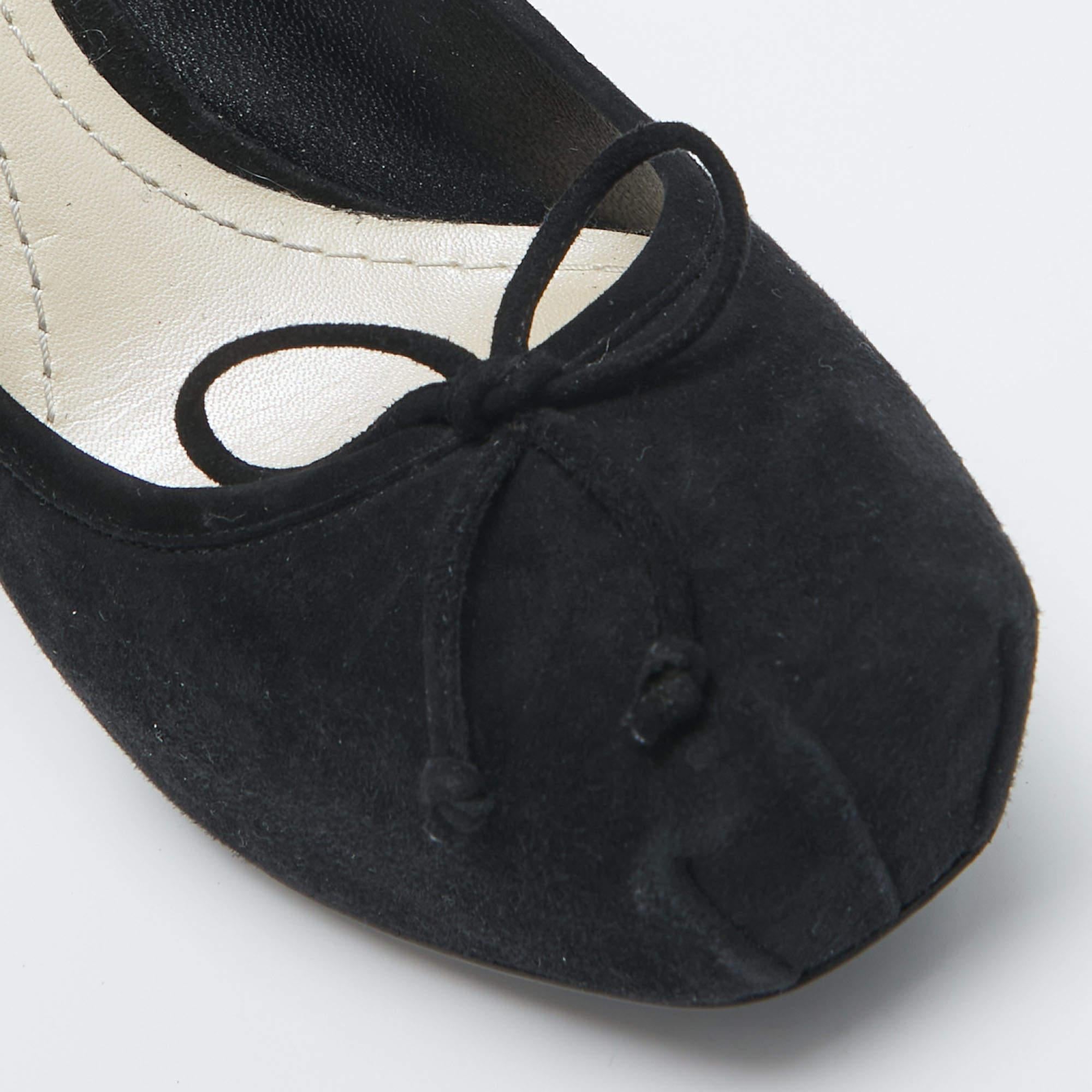 Dior Black Suede Bow Platform Pumps Size 38 For Sale 3