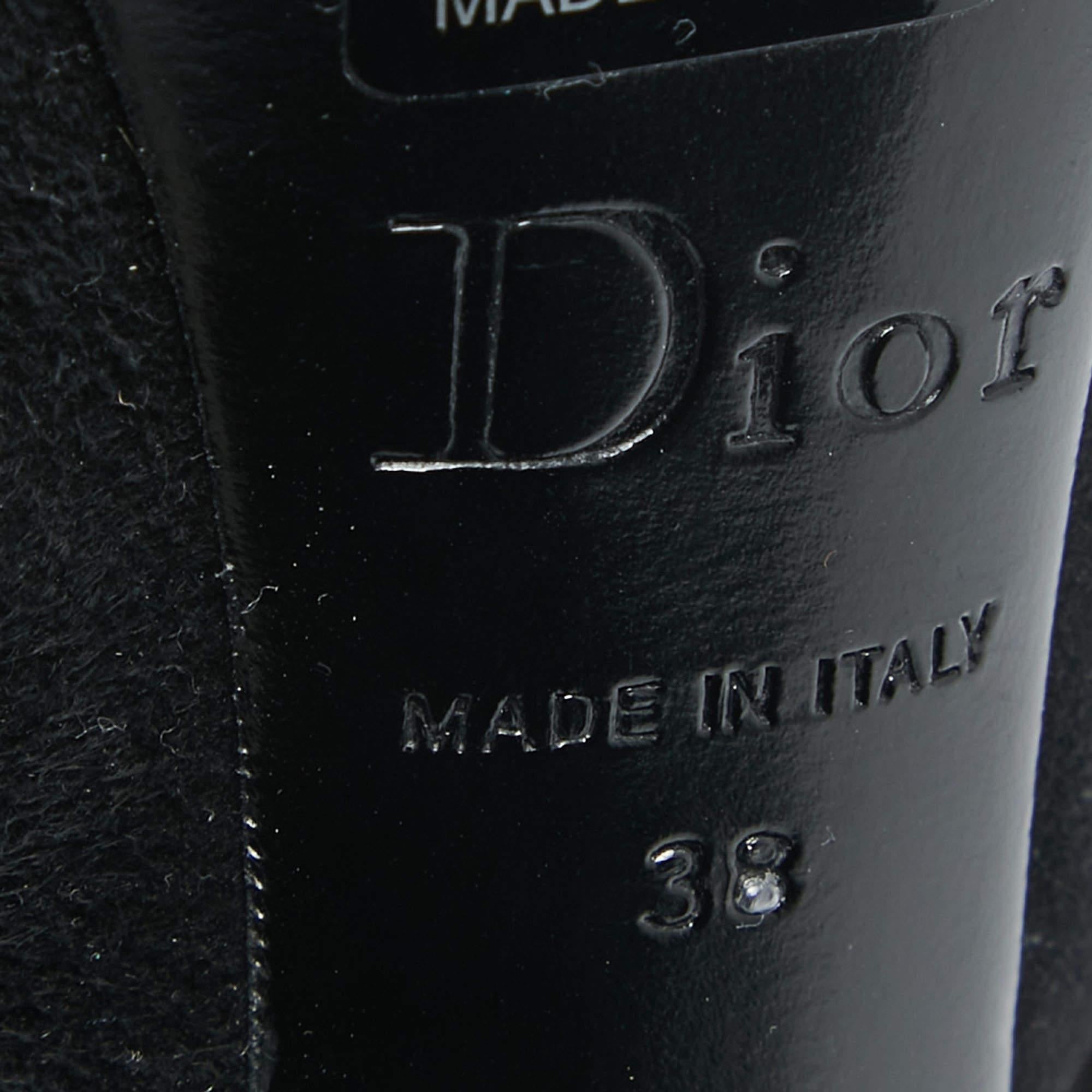 Dior Black Suede Bow Platform Pumps Size 38 For Sale 4