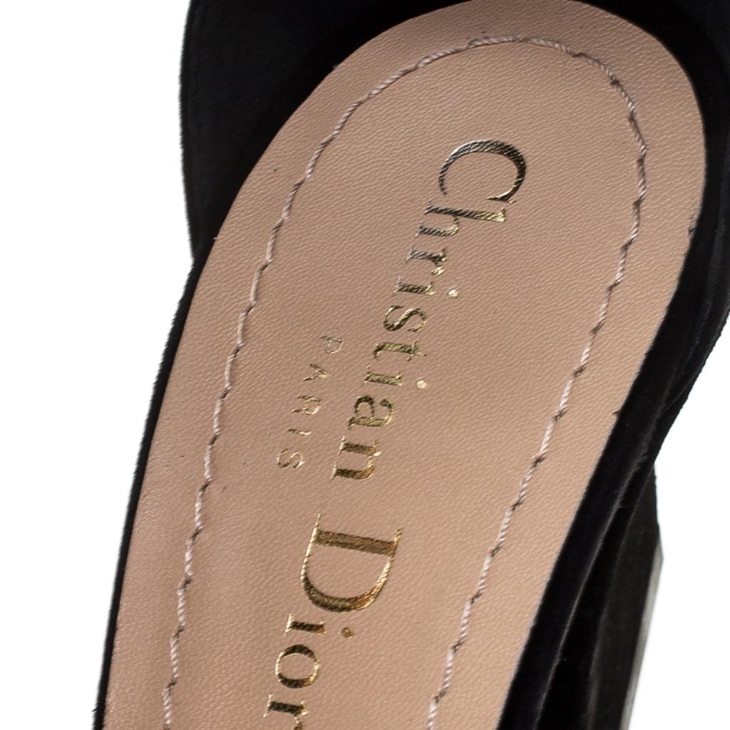 Dior Black Suede C'est Ankle Strap Block Heel Sandals Size 37 For Sale 2