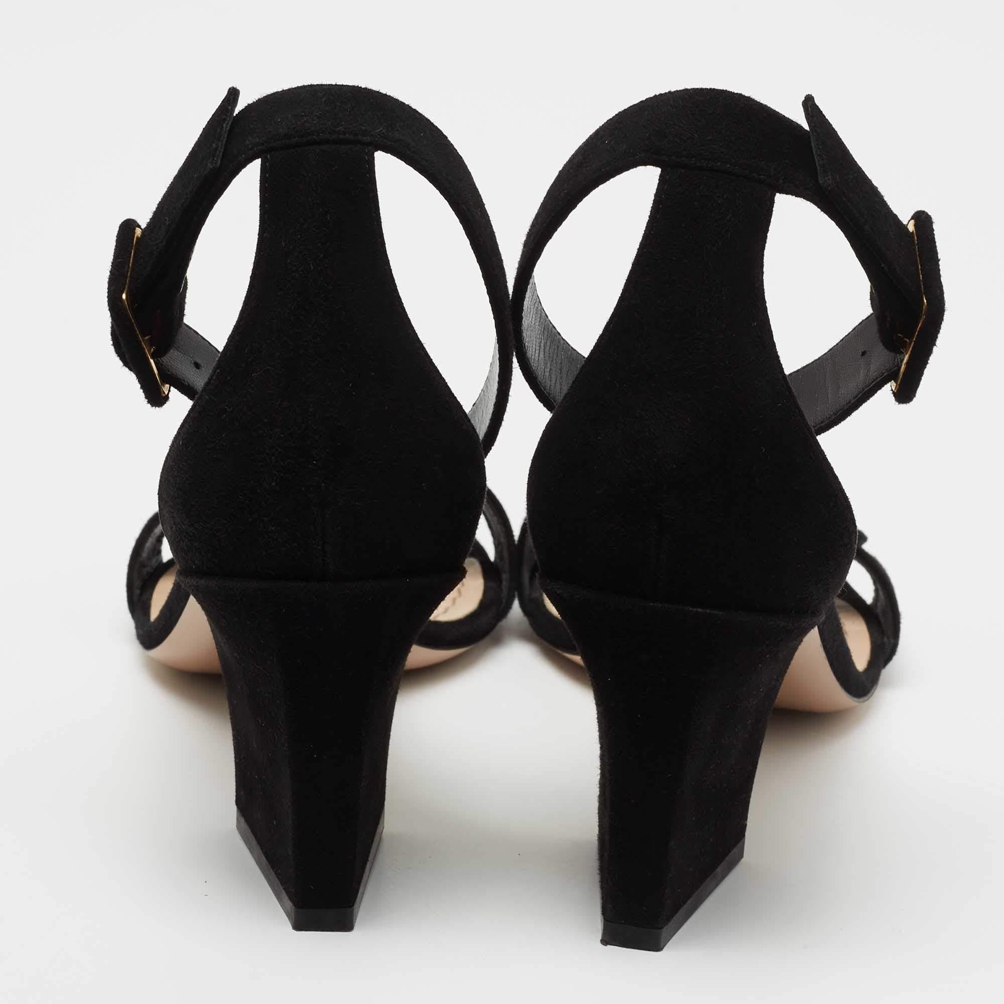 Women's Dior Black Suede C'est Ankle Strap Sandals Size 39 For Sale