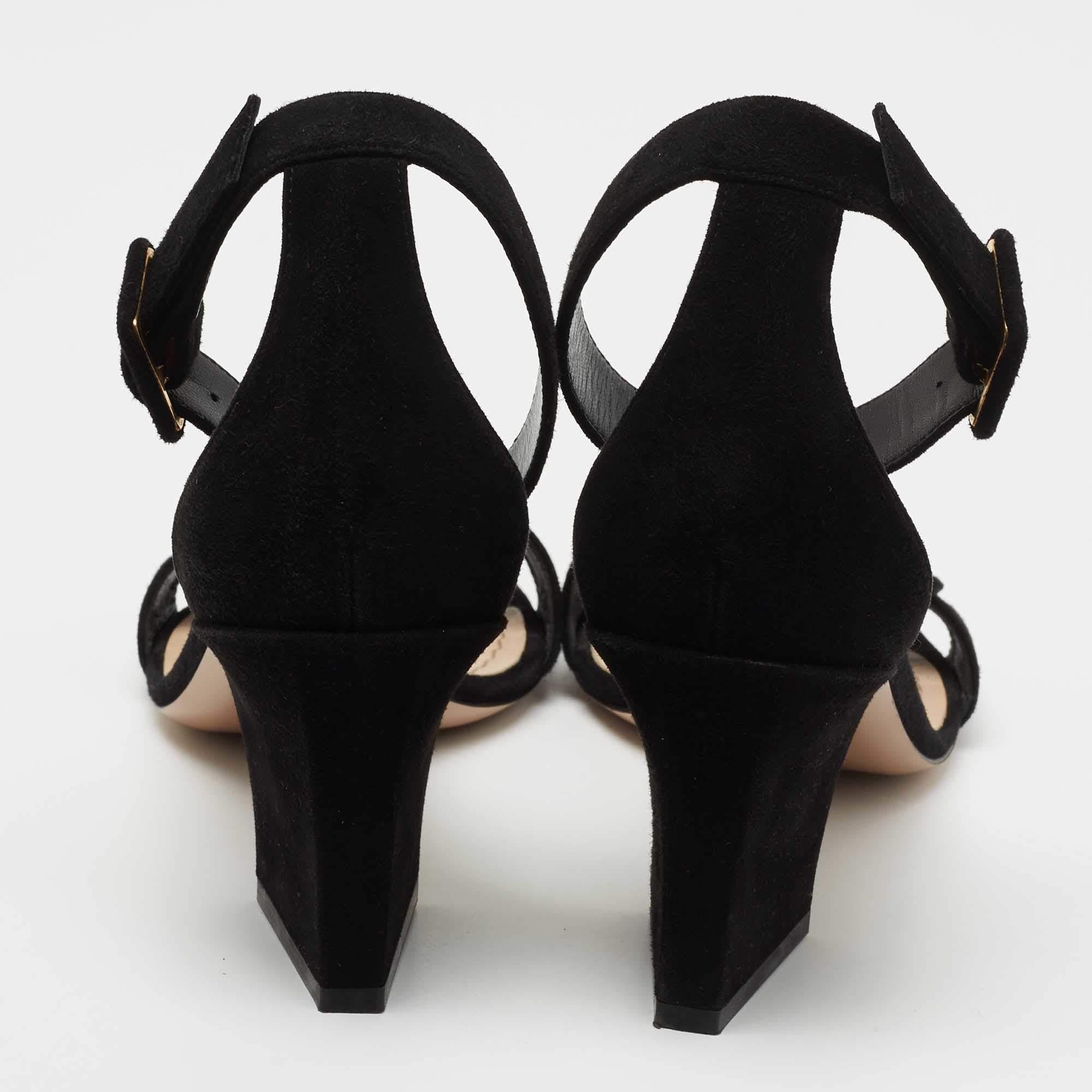 Women's Dior Black Suede C'est Ankle Strap Sandals Size 39