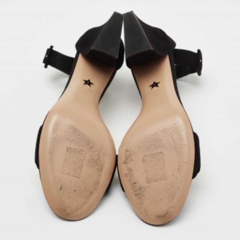 Dior Black Suede C'est Ankle Strap Sandals Size 39 en vente 1
