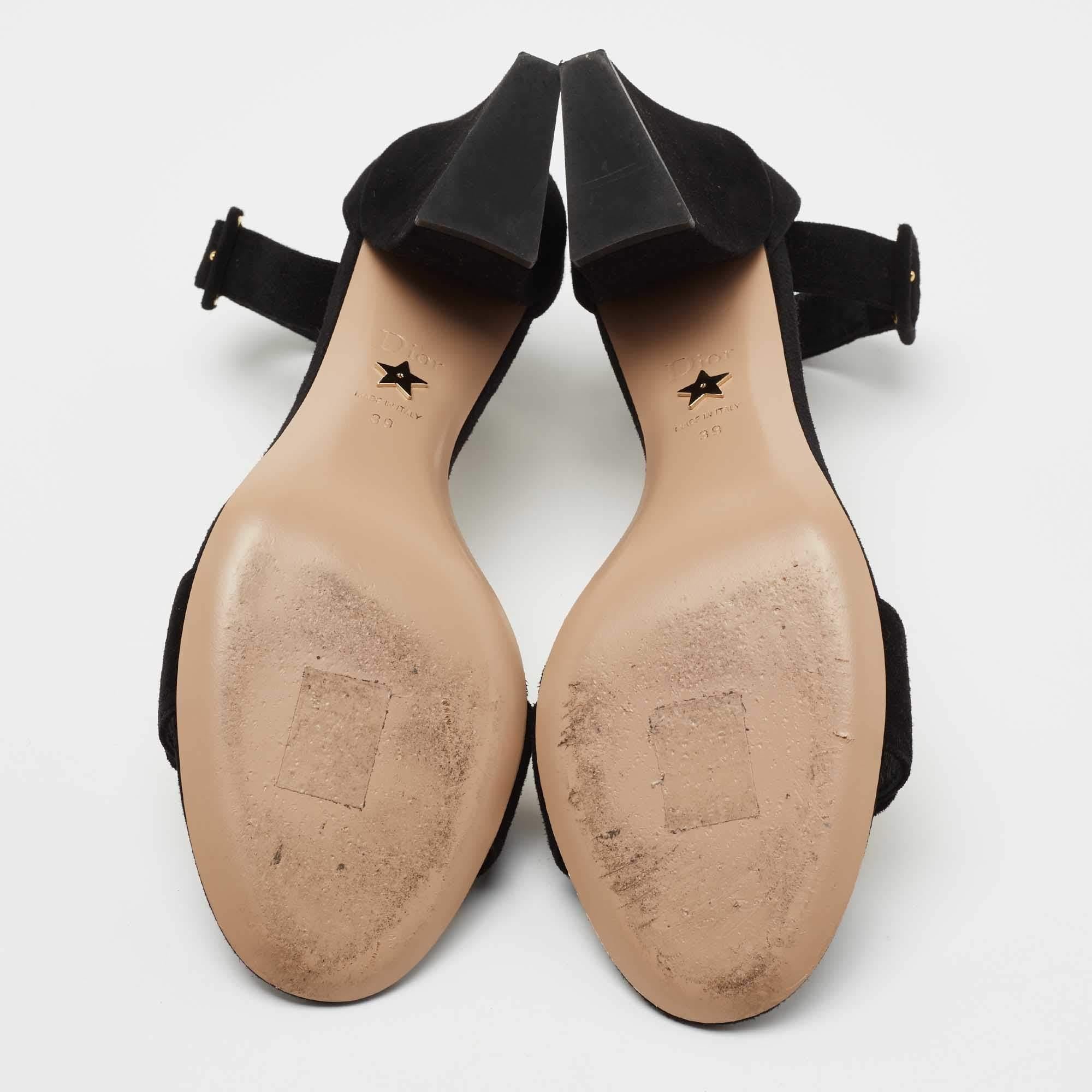 Dior Black Suede C'est Ankle Strap Sandals Size 39 3