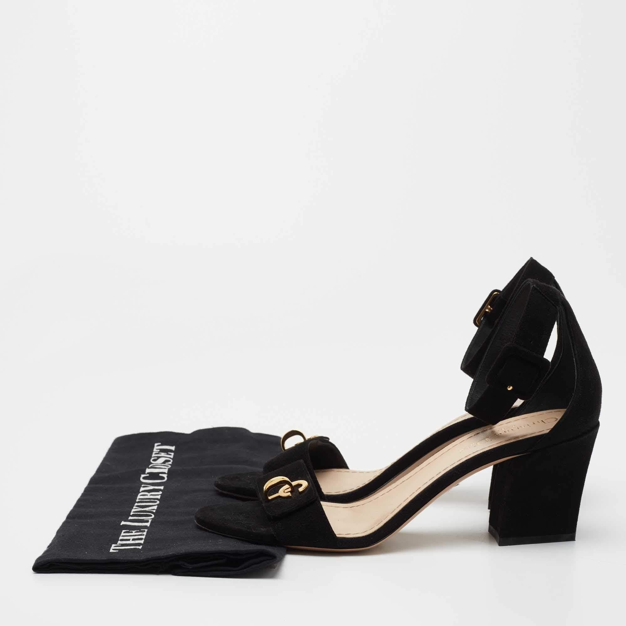 Dior Black Suede C'est Ankle Strap Sandals Size 39 4