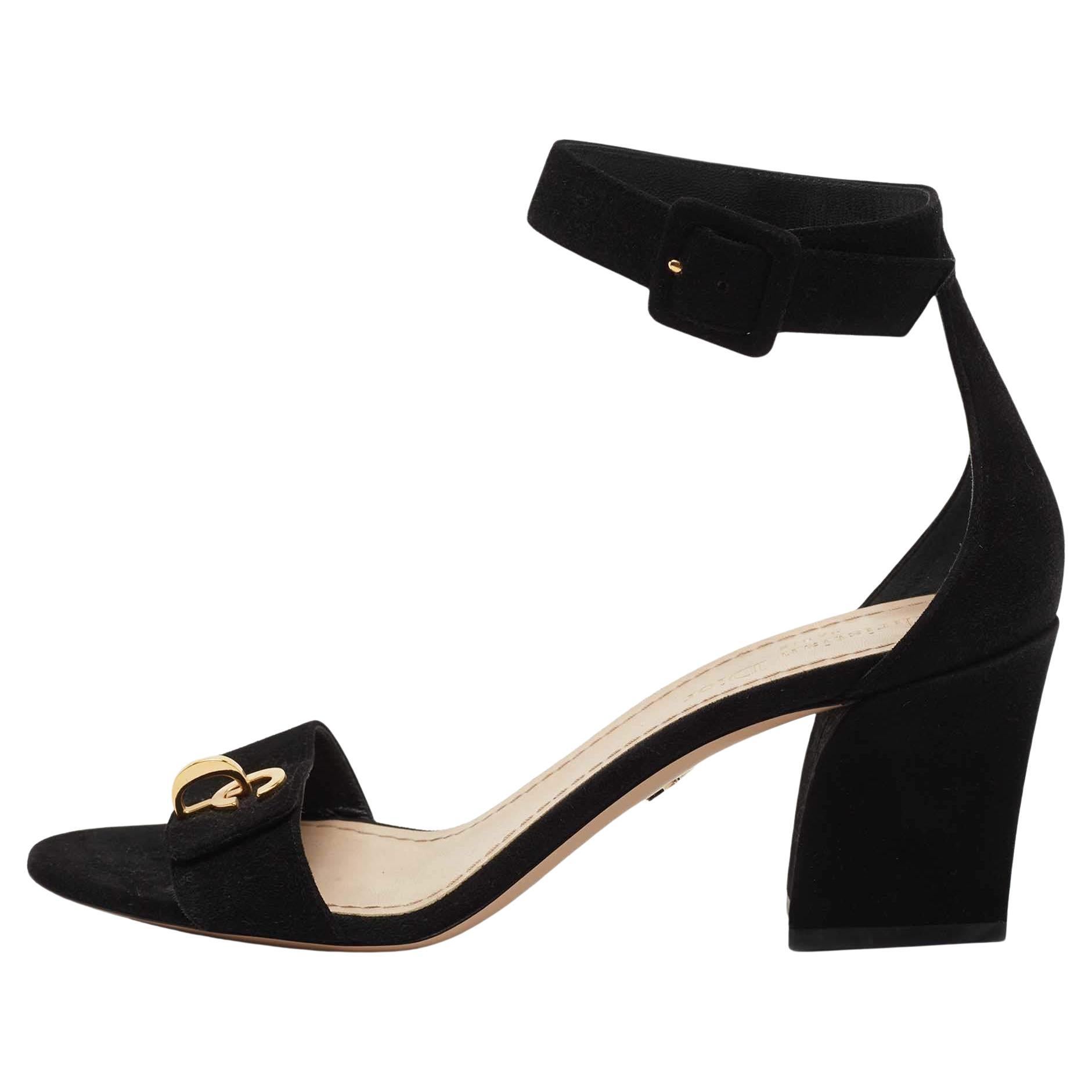 Dior Black Suede C'est Ankle Strap Sandals Size 39 For Sale