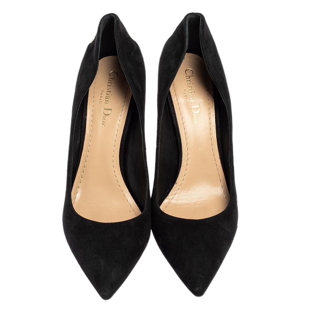 Dior Black Suede Dioramour Embellished Pointed Toe Pumps Size 41 For Sale  at 1stDibs