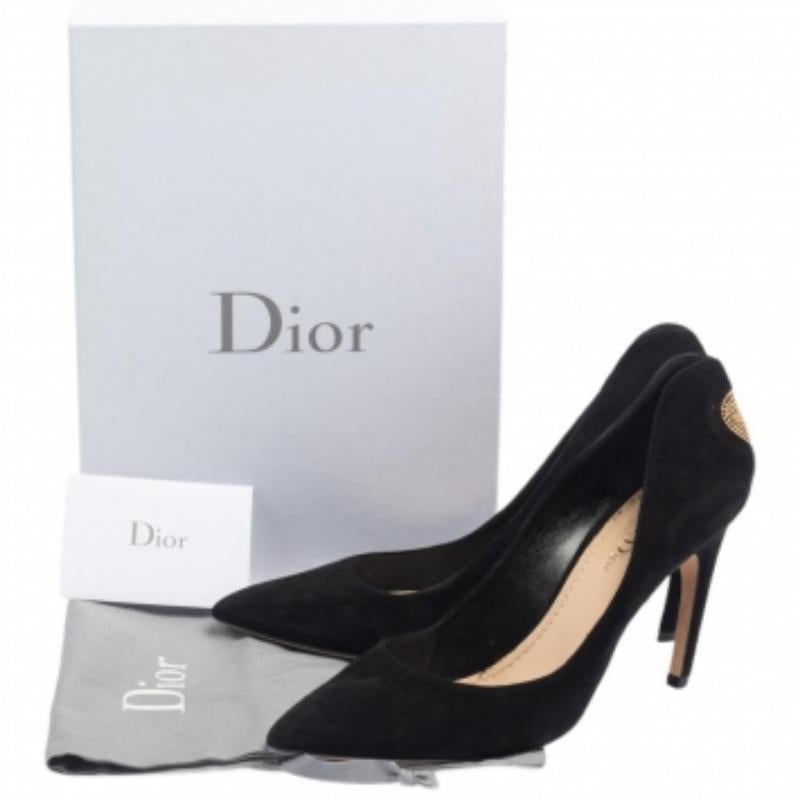 Dior Black Suede Heart Studded Amour Pumps Size 39 For Sale 4
