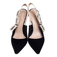 Dior Black Suede J'adior Slingback Pumps Size 38.5