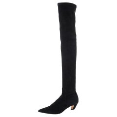Dior Black Suede Leather Over The Knee Boots Size 37.5
