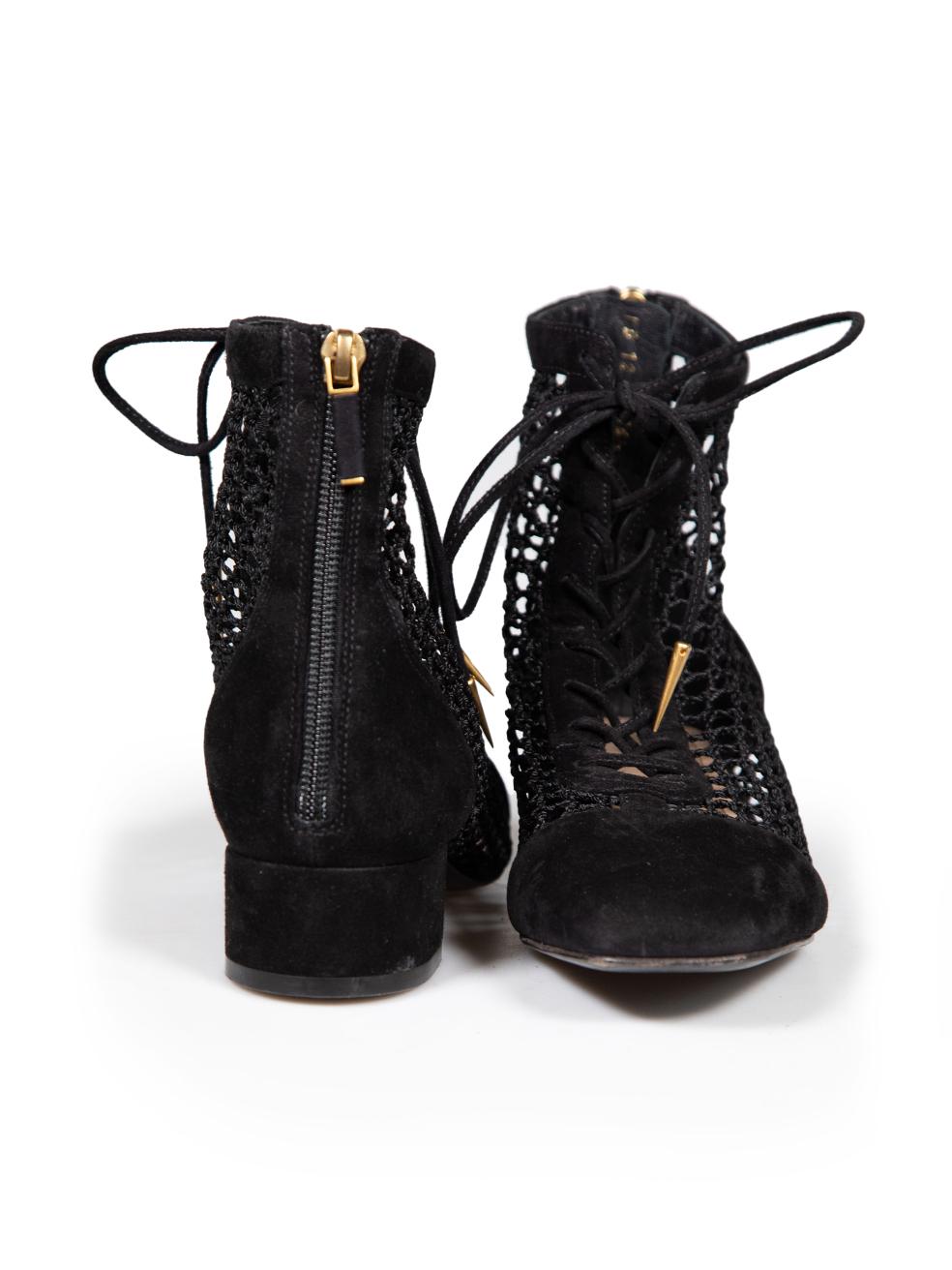 Dior Schwarz Wildleder Naughtily D Lace-Up Ankle Heels Größe IT 36.5 im Zustand „Hervorragend“ im Angebot in London, GB