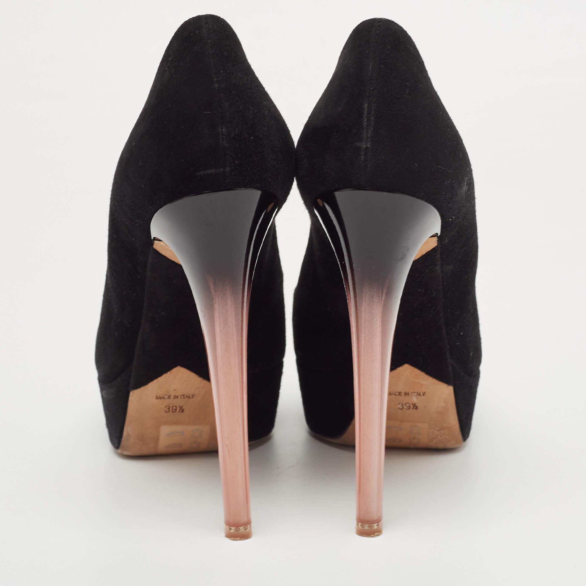 Donna Dior, camoscio nero, punta aperta, pompe con plateau, misura 39,5 in vendita