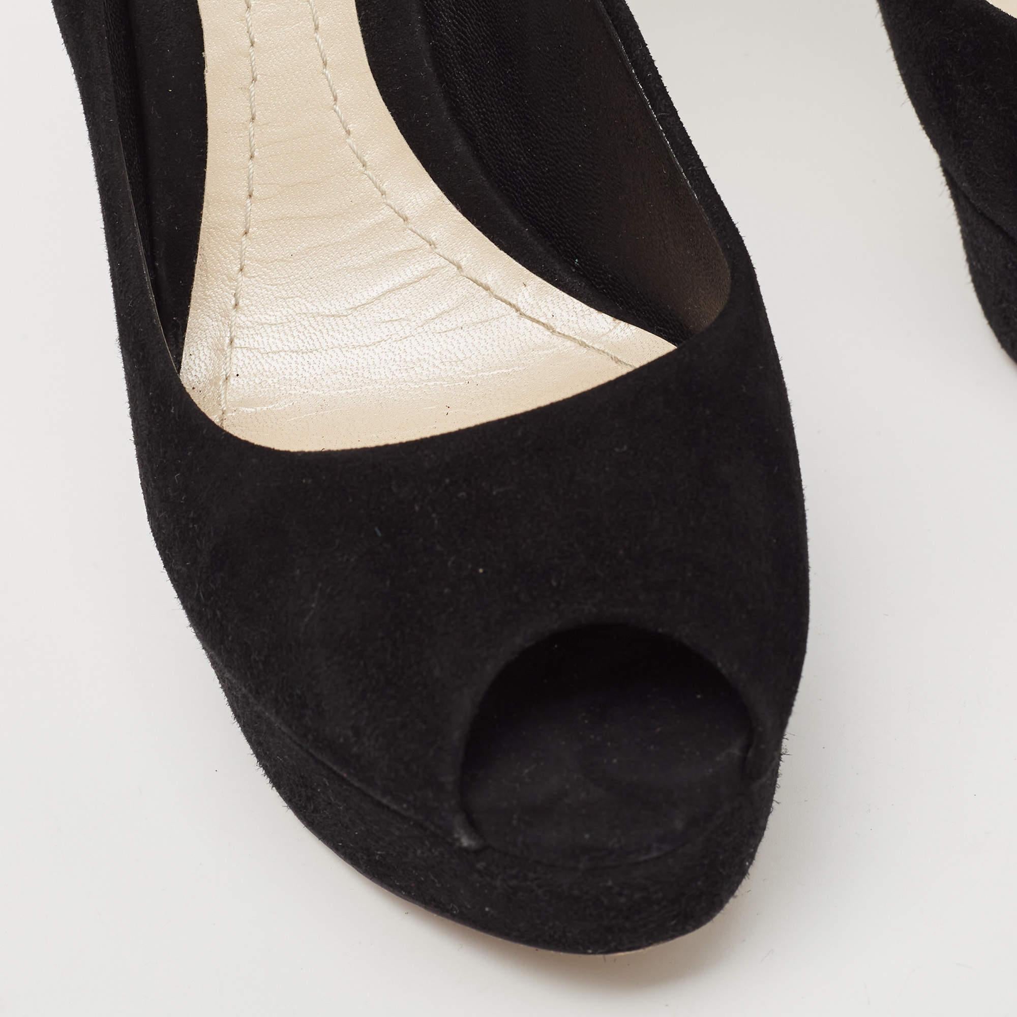 Dior, camoscio nero, punta aperta, pompe con plateau, misura 39,5 in vendita 3