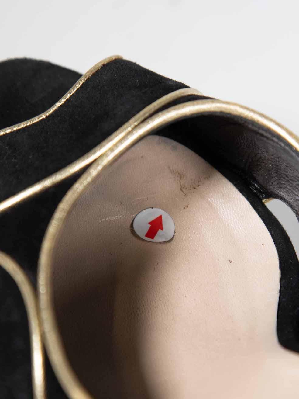 Dior Black Suede Piping Detail Peep Toe Heels Size IT 40 3