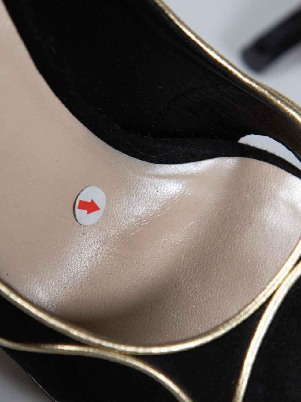 Dior Black Suede Piping Detail Peep Toe Heels Size IT 40 4