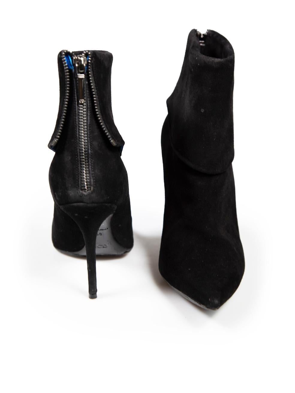 Dior Black Suede Pointed-Toe Boots Size IT 38 In Good Condition For Sale In London, GB