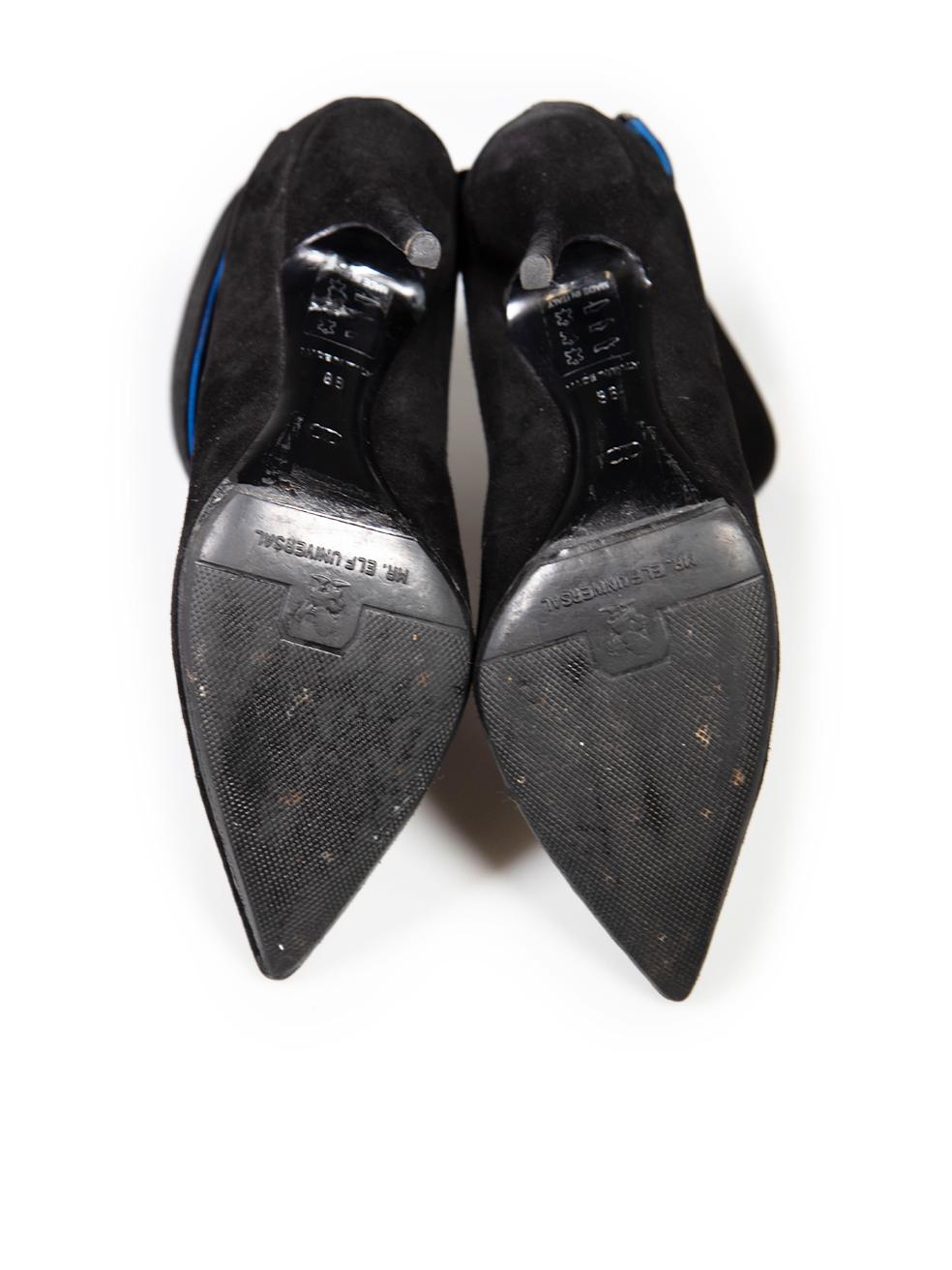 Dior Schwarze spitz zulaufende Stiefel aus Wildleder Größe IT 38 Damen im Angebot