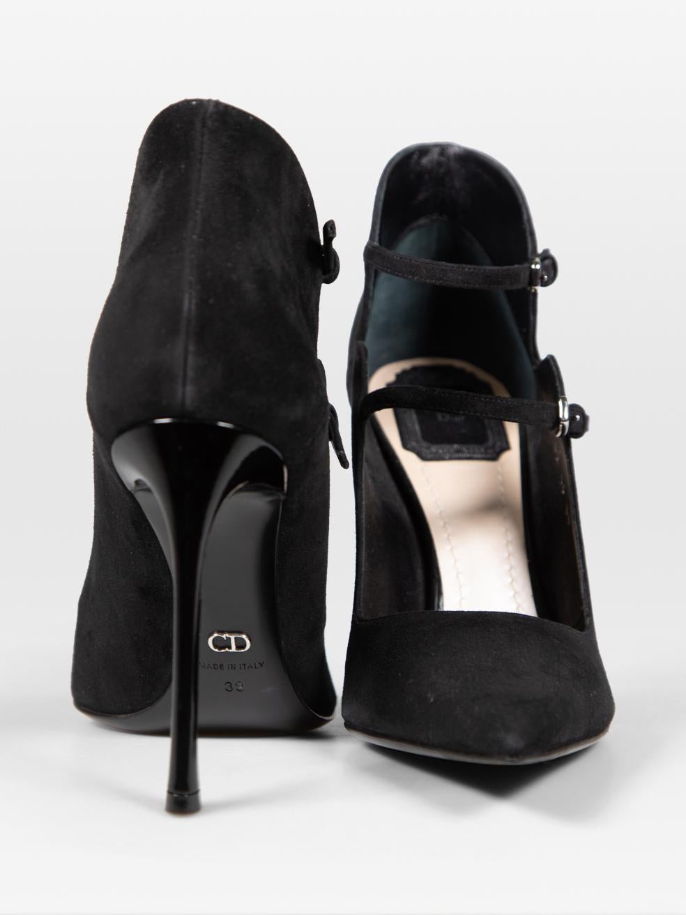 Dior Black Suede Pointed Toe Strappy Heels Size IT 38 In Good Condition For Sale In London, GB