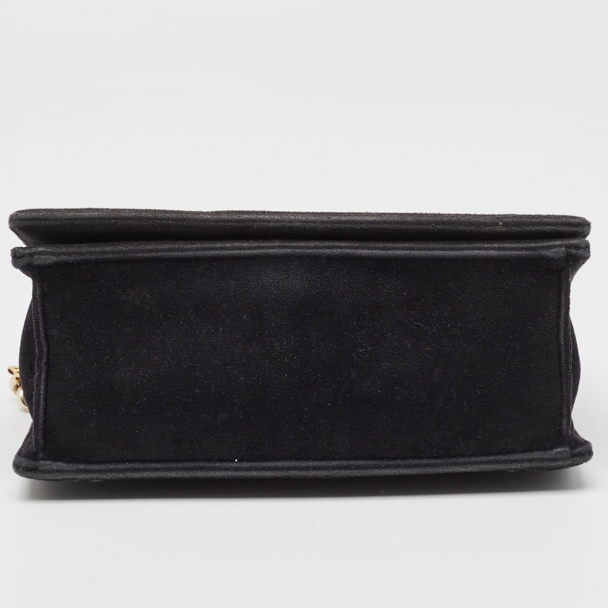 Dior Borsa a tracolla piccola Diorama Crystals in pelle scamosciata nera in vendita 2