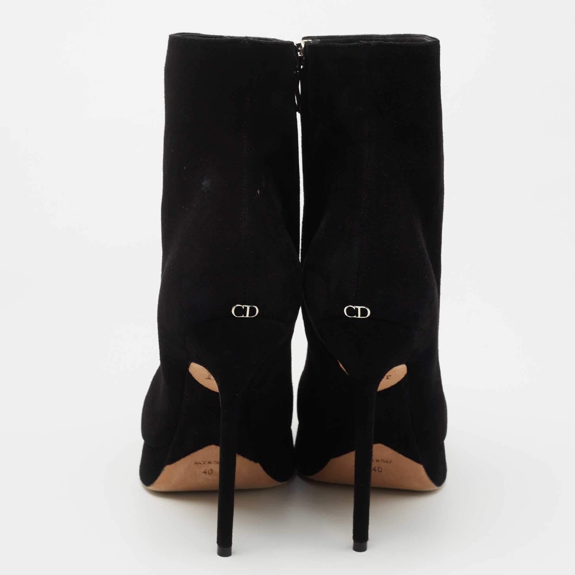 Dior Black Suede Square Platform Ankle Booties Size 40 For Sale 1