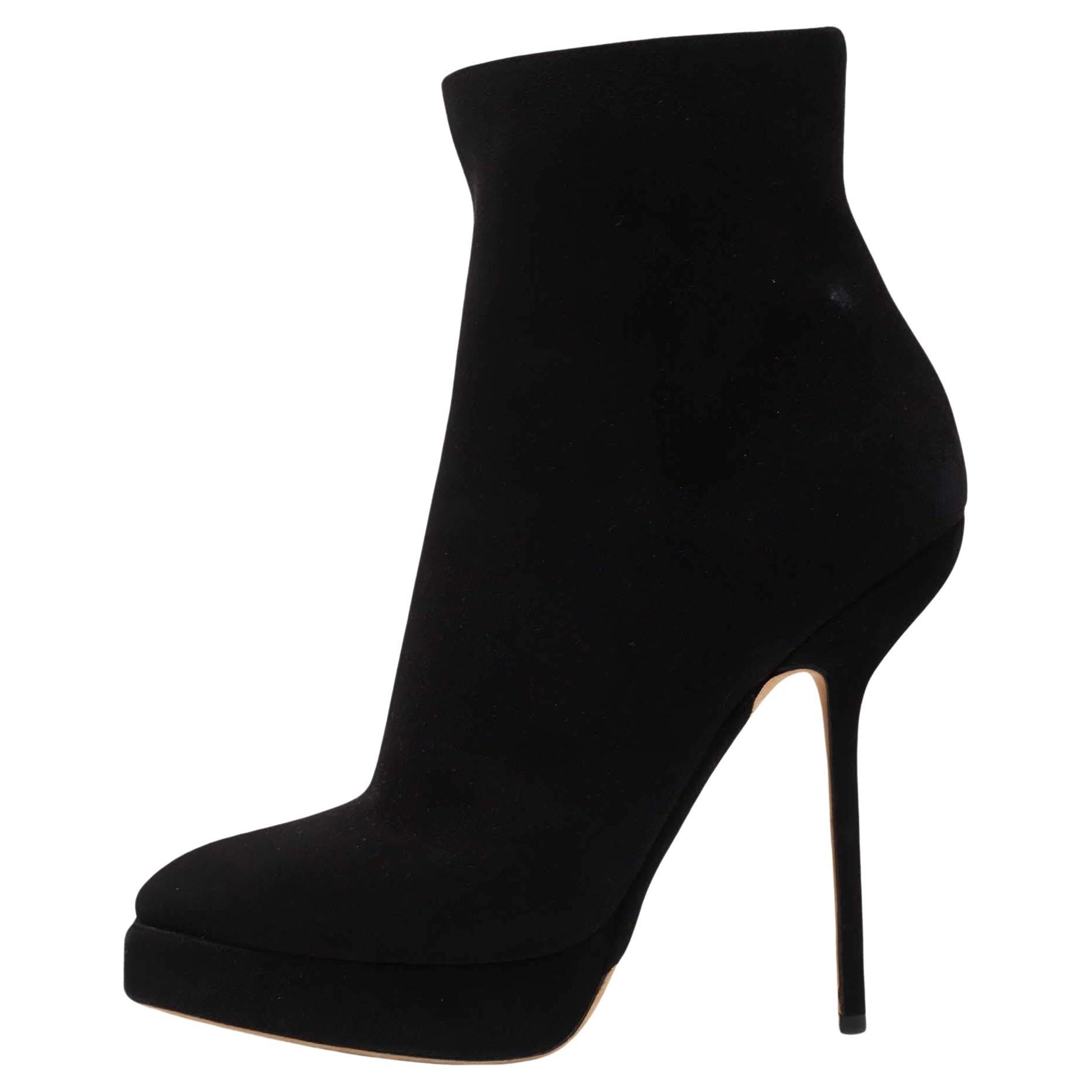 Dior Black Suede Square Platform Ankle Booties Size 40 For Sale