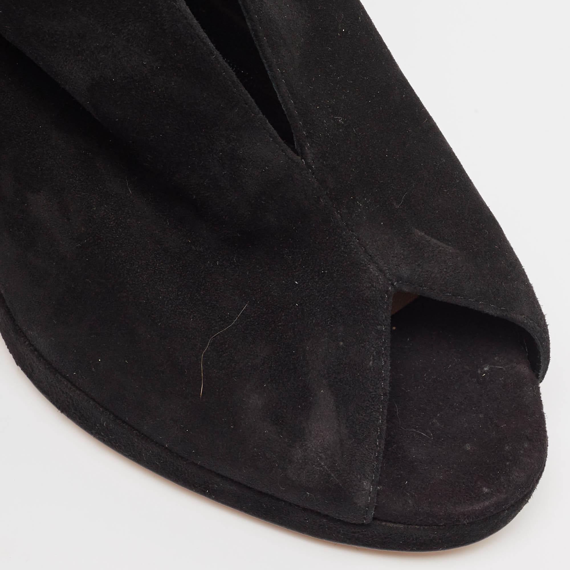 Dior Sandalias de ante negro con cuña y cordones talla 37 en venta 2