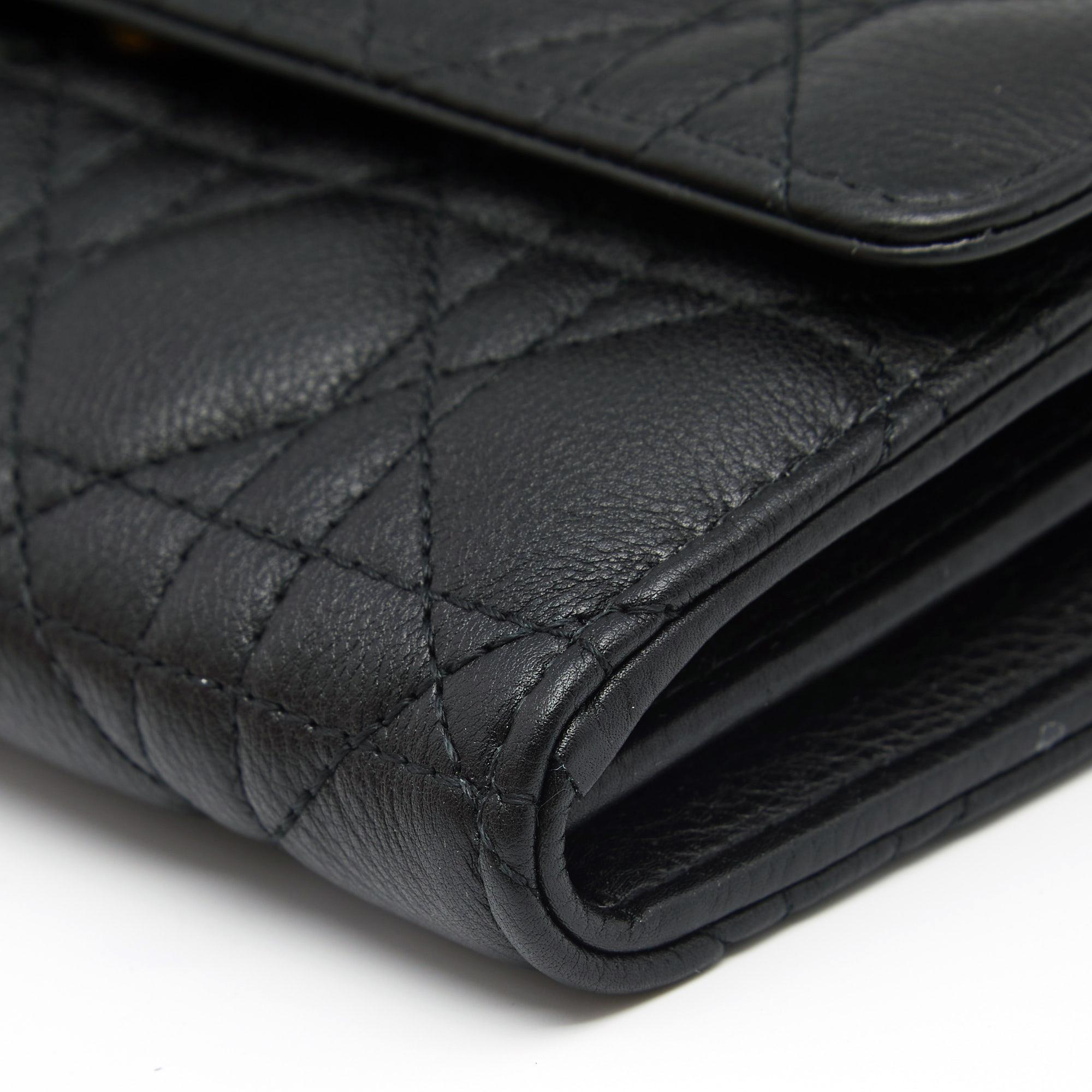 Dior Black Supple Cannage Leather Caro Flap Continental Wallet In New Condition In Dubai, Al Qouz 2