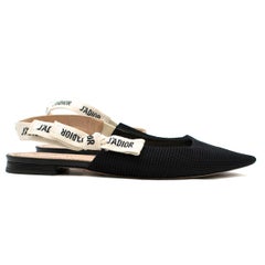 Dior Black Technical Canvas J'Adior Slingback Ballerina Flats SIZE 38.5