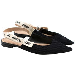 Dior Black Technical Canvas J'Adior Slingback Ballerina Flats SIZE 38.5