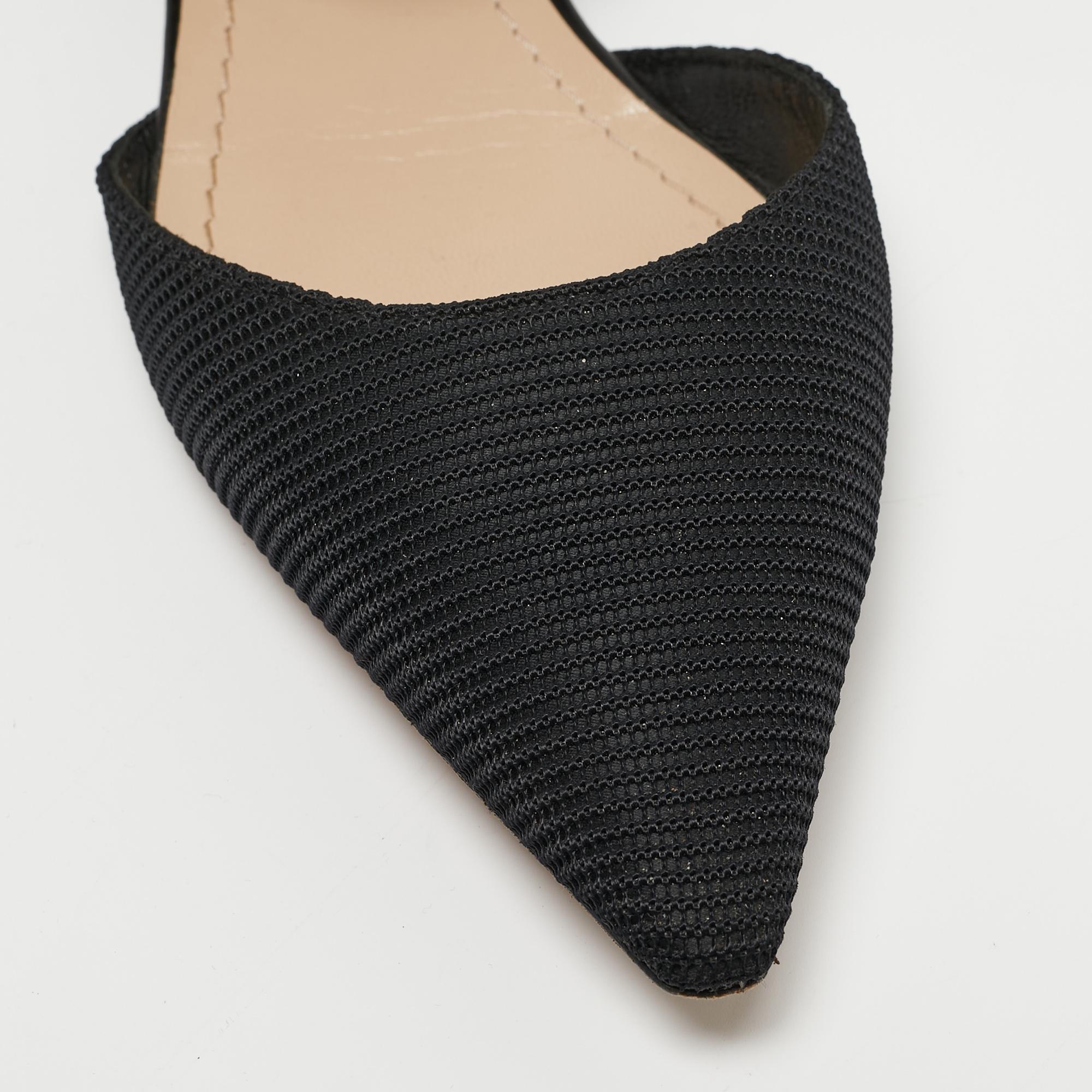 Dior Black Technical Fabric J'Adior Ankle Wrap Flats Size 37.5 For Sale 1