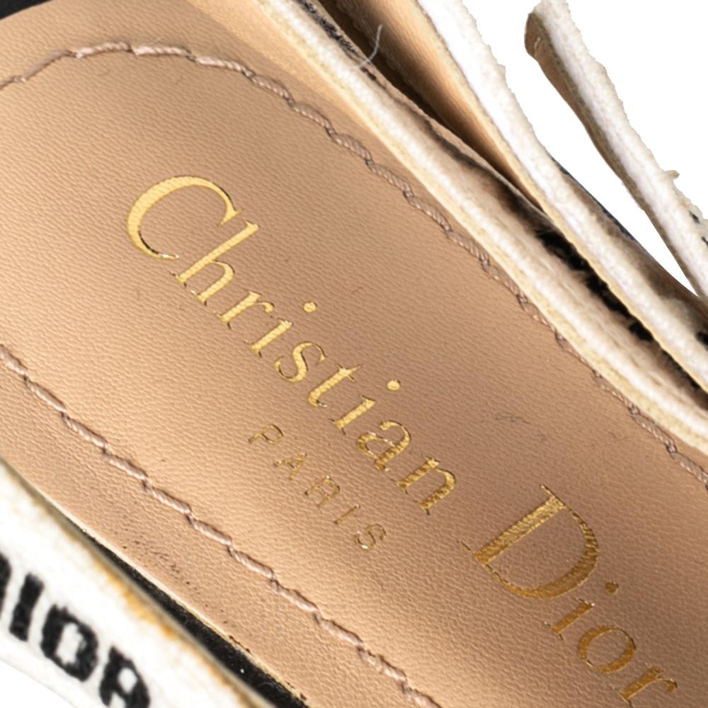 Women's Dior Black Technical Fabric  J'adior Ribbon Pointed Toe Slingback Flats Size 38