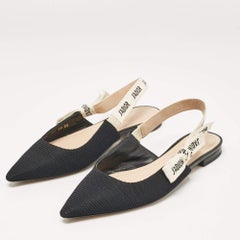 Dior Schwarz Technical Fabric J'adior Slingback Flats aus schwarzem Stoff Größe 38