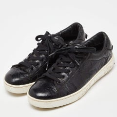 Dior Black Textured Leather Low Top Sneakers Size 37