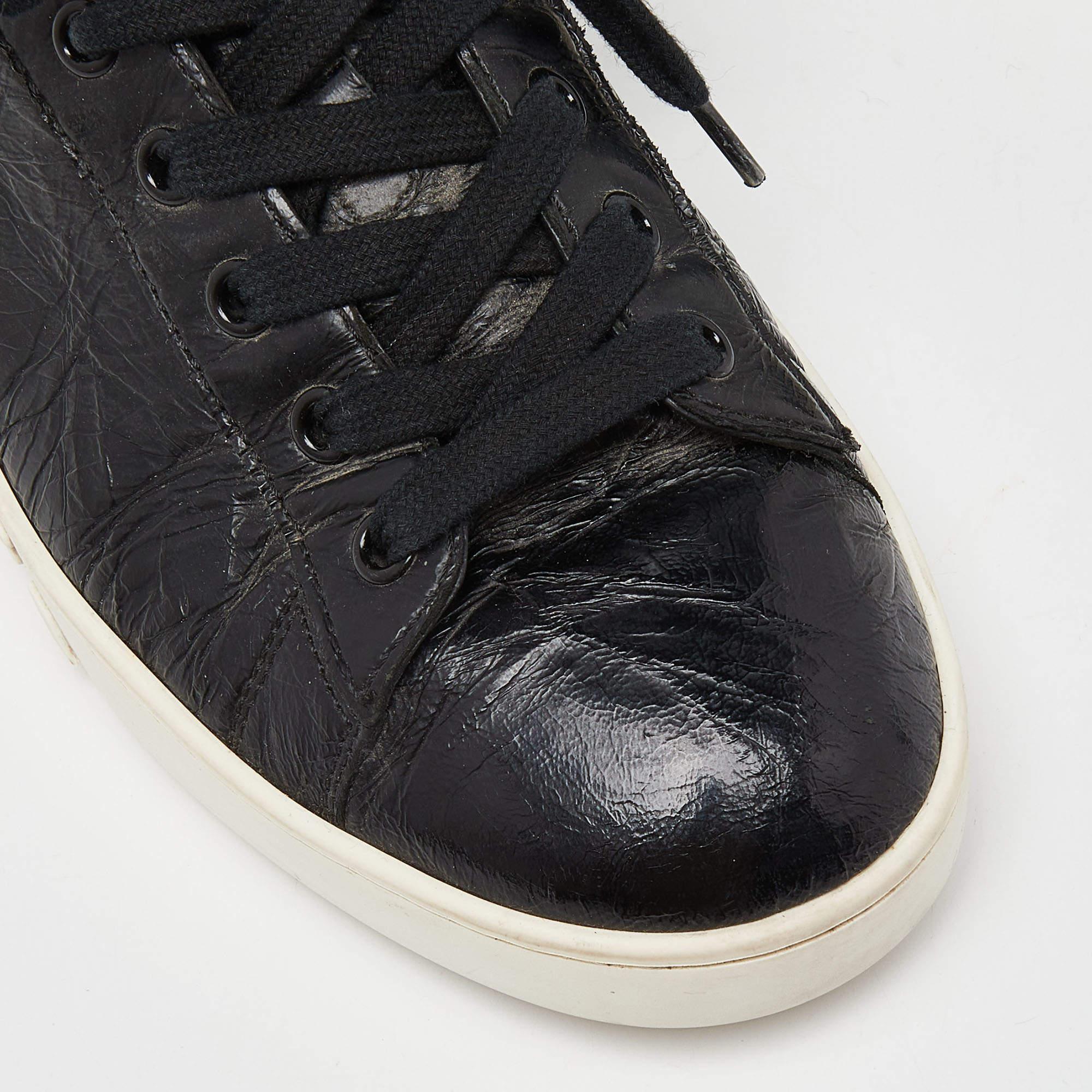 Dior Black Textured Leather Low Top Sneakers Size 37 For Sale 4