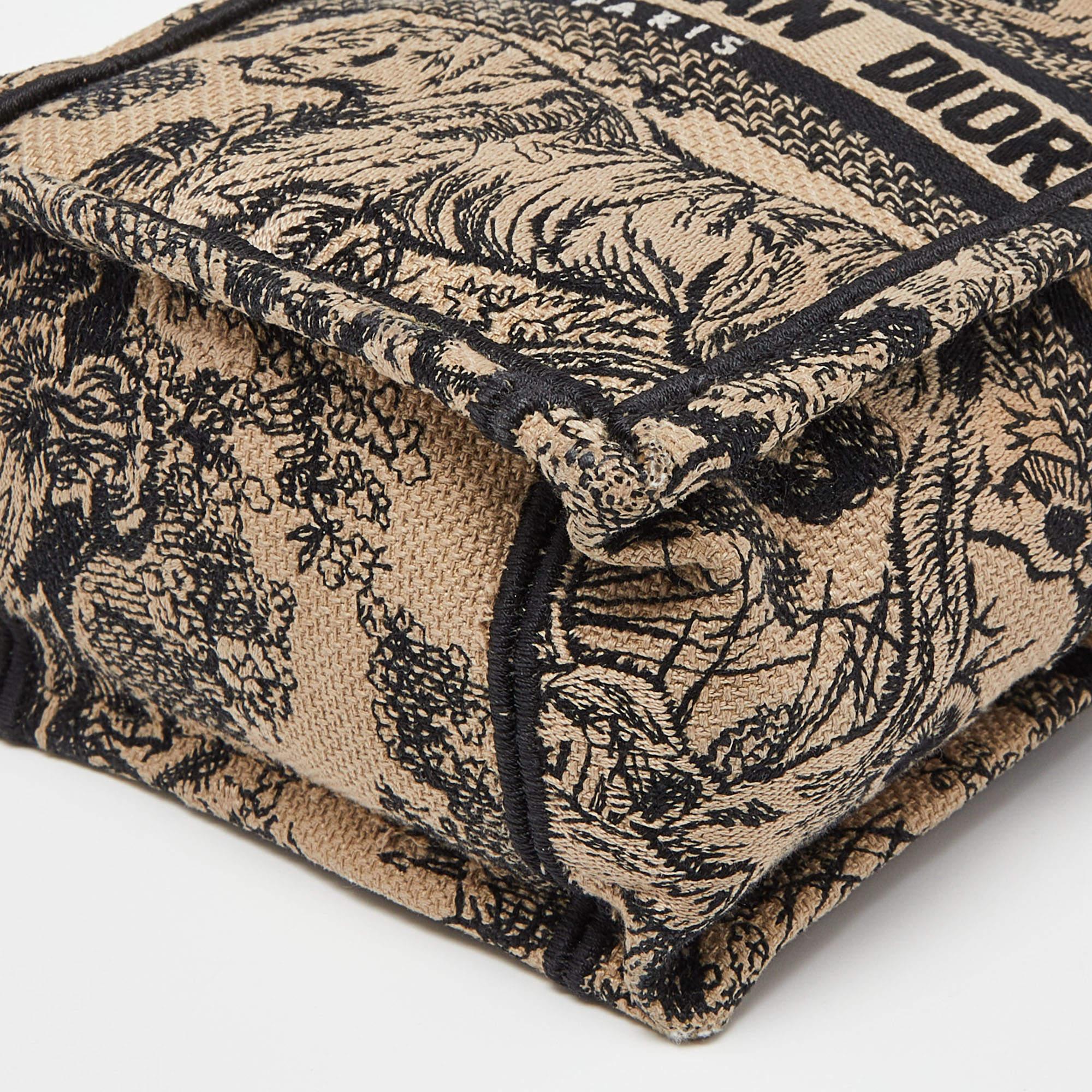 Dior Black Toile De Jouy Embroidery Canvas Mini Book Tote Phone Bag 6