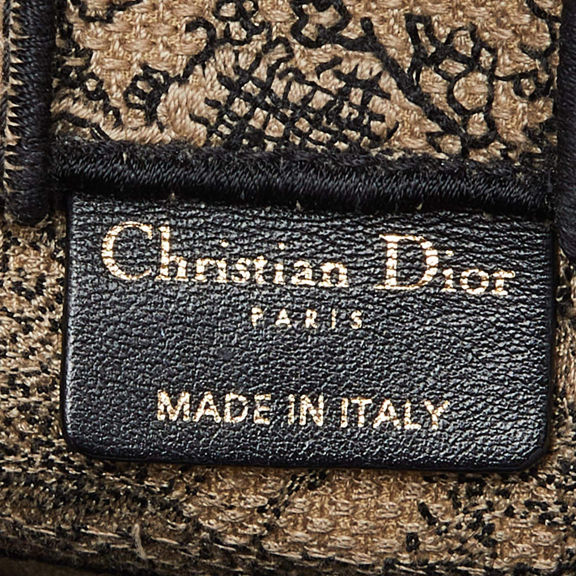 Dior Black Toile De Jouy Embroidery Canvas Mini Book Tote Phone Bag 8