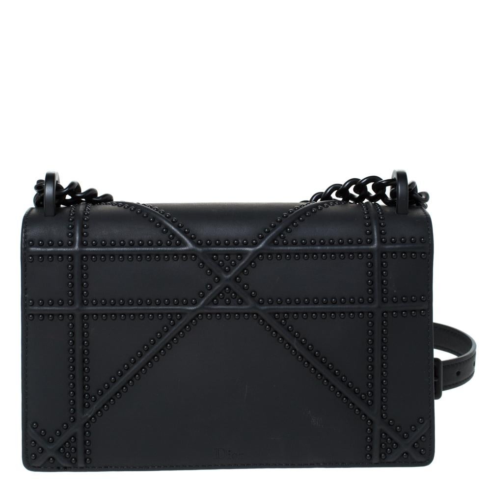 Dior Schwarze Ultra Matte Diorama Umhängetasche aus Leder 3