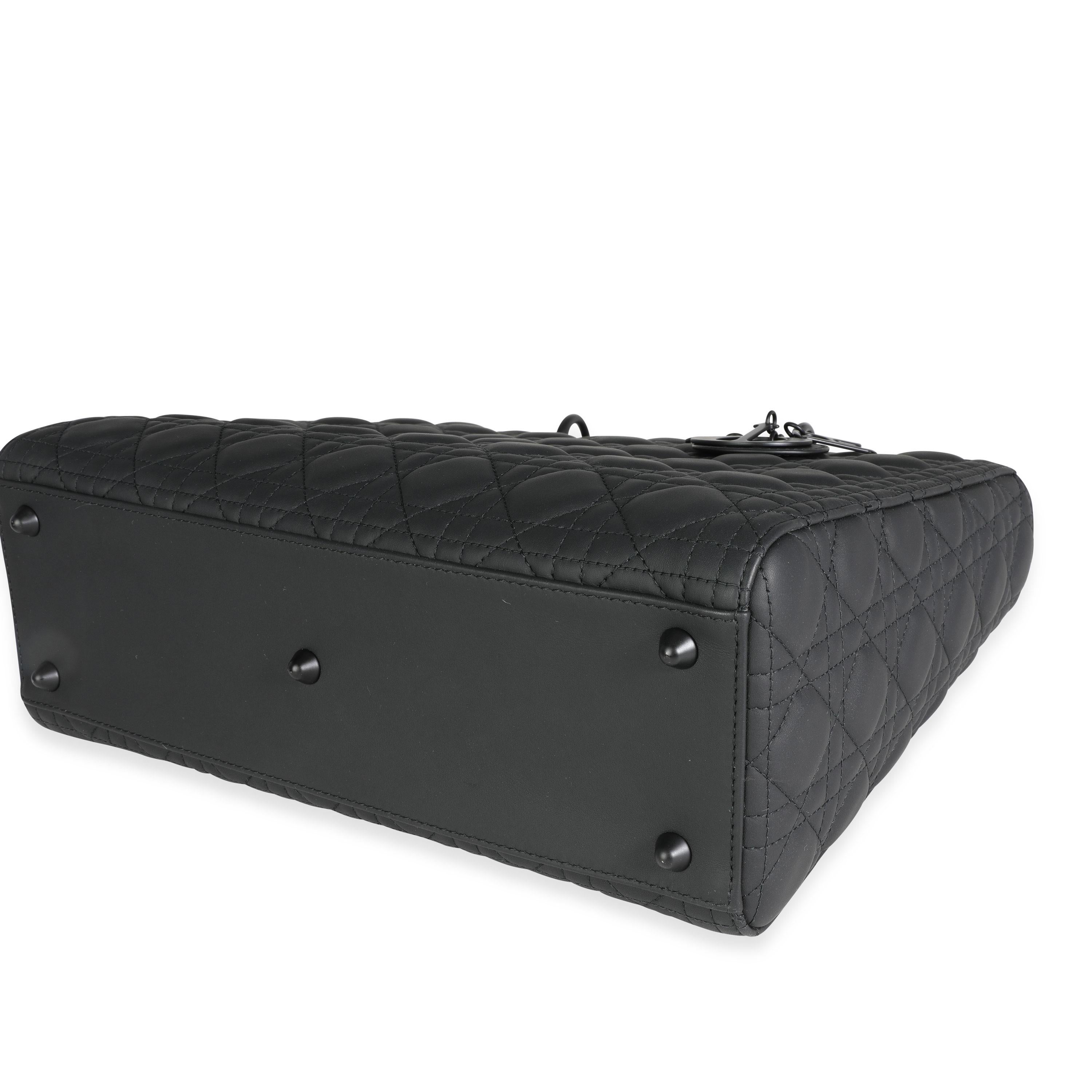 Women's or Men's Dior Black Ultramatte Cannage Calfskin Large Lady Dior Bag