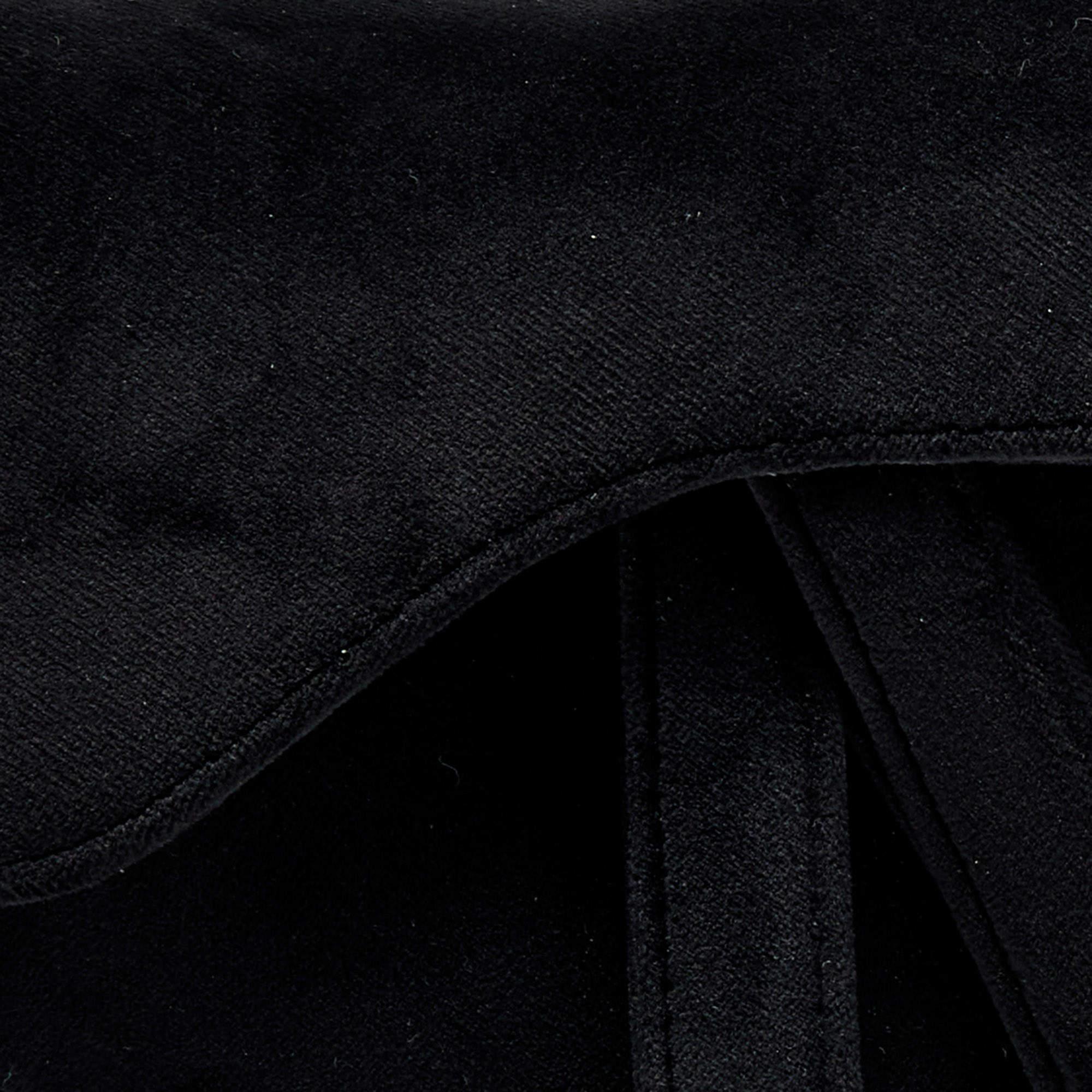 Dior Black Velvet Mini Crystal Embellished Saddle Bag 3