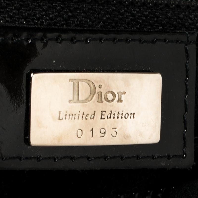 Dior Black Velvet/Nylon and Leather Vintage Pom Pom Embellished Saddle Bag 3