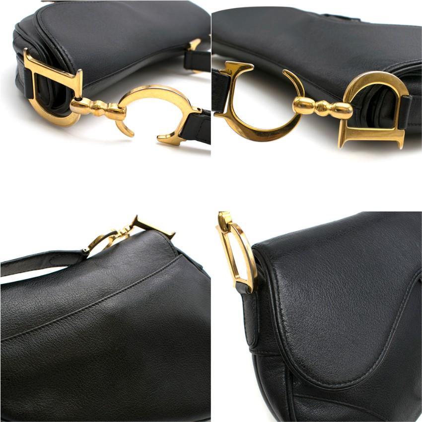 Dior Black Vintage Leather Saddle Bag 23.5cm In Excellent Condition In London, GB