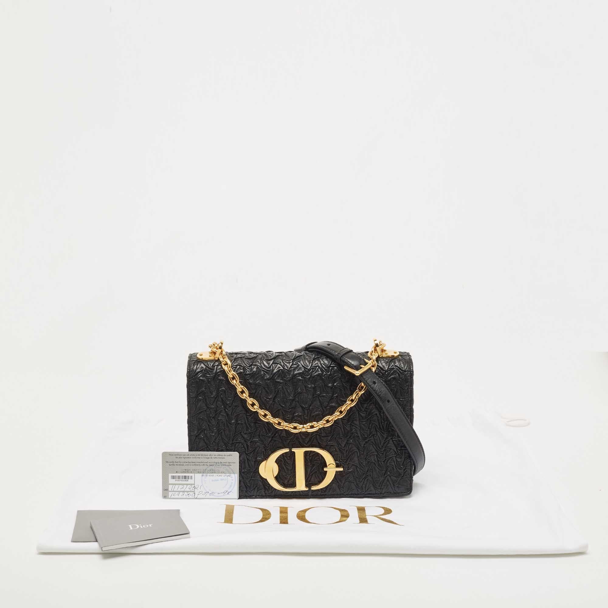 Dior Black Wavy Effect Leather 30 Montaigne Shoulder Bag 7