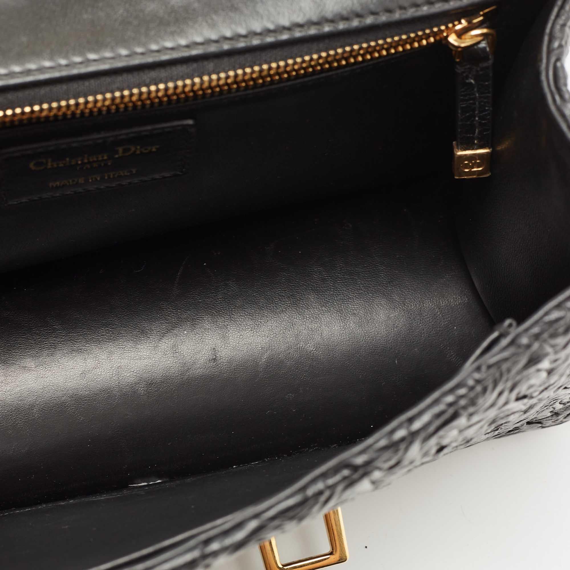 Dior Black Wavy Effect Leather 30 Montaigne Shoulder Bag 11
