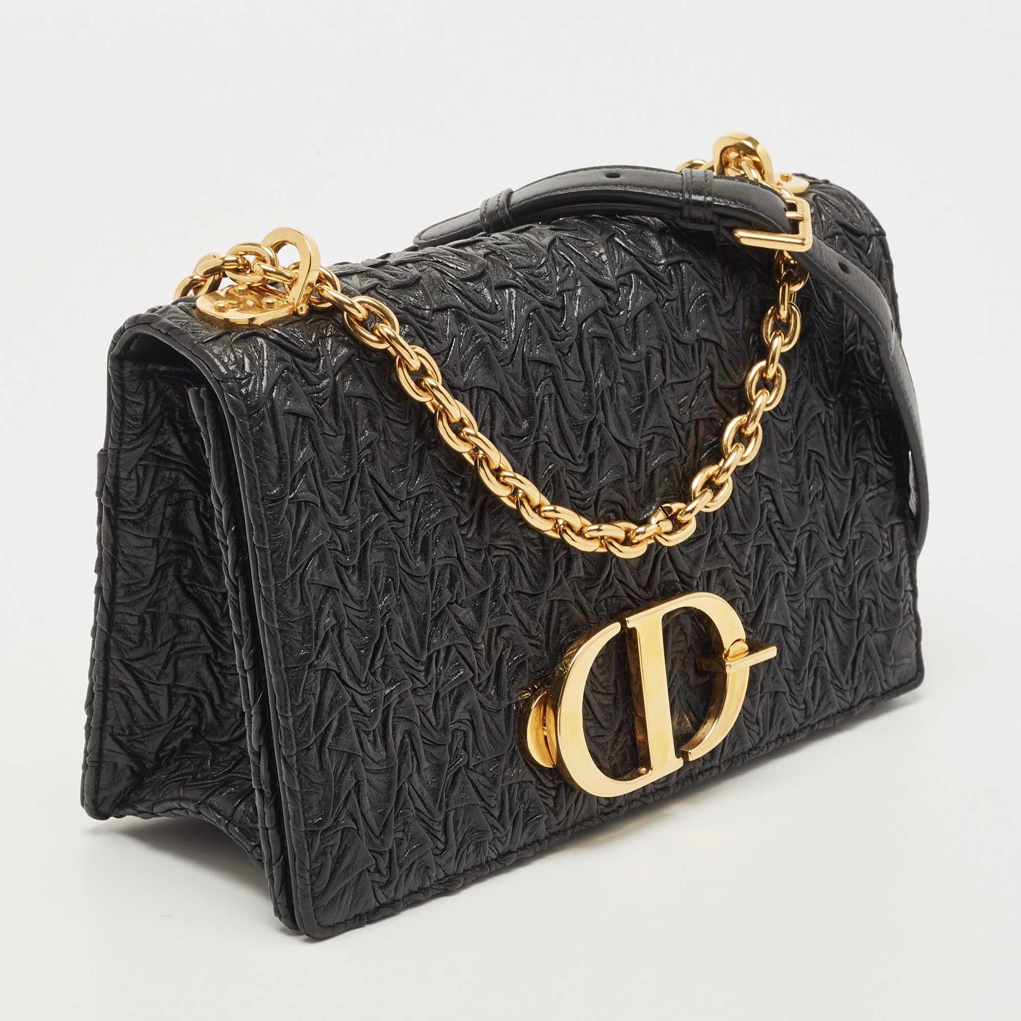 Women's Dior Black Wavy Effect Leather 30 Montaigne Shoulder Bag