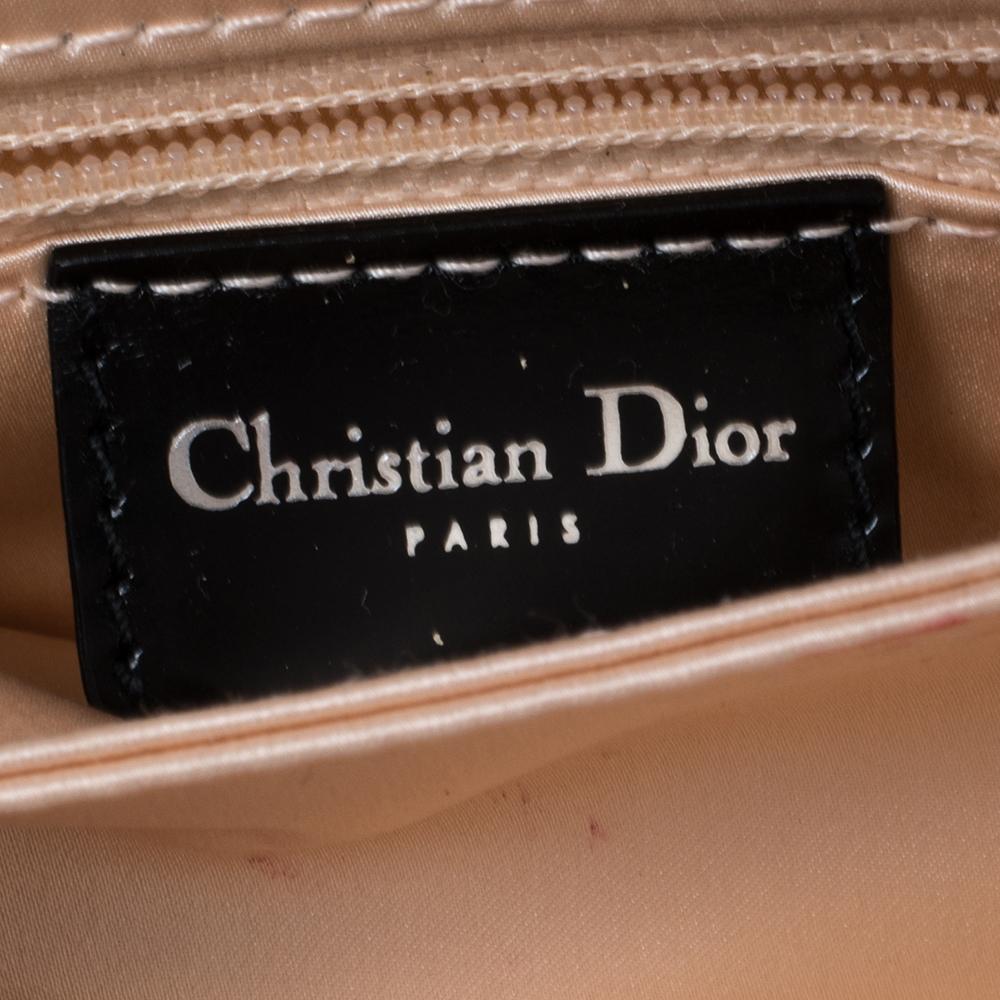 Women's Dior Black/White Brogue Patent Leather Faux Pearl D'Trick Shoulder Bag