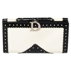 Dior Black/White Brogues Patent Leather Continental Wallet